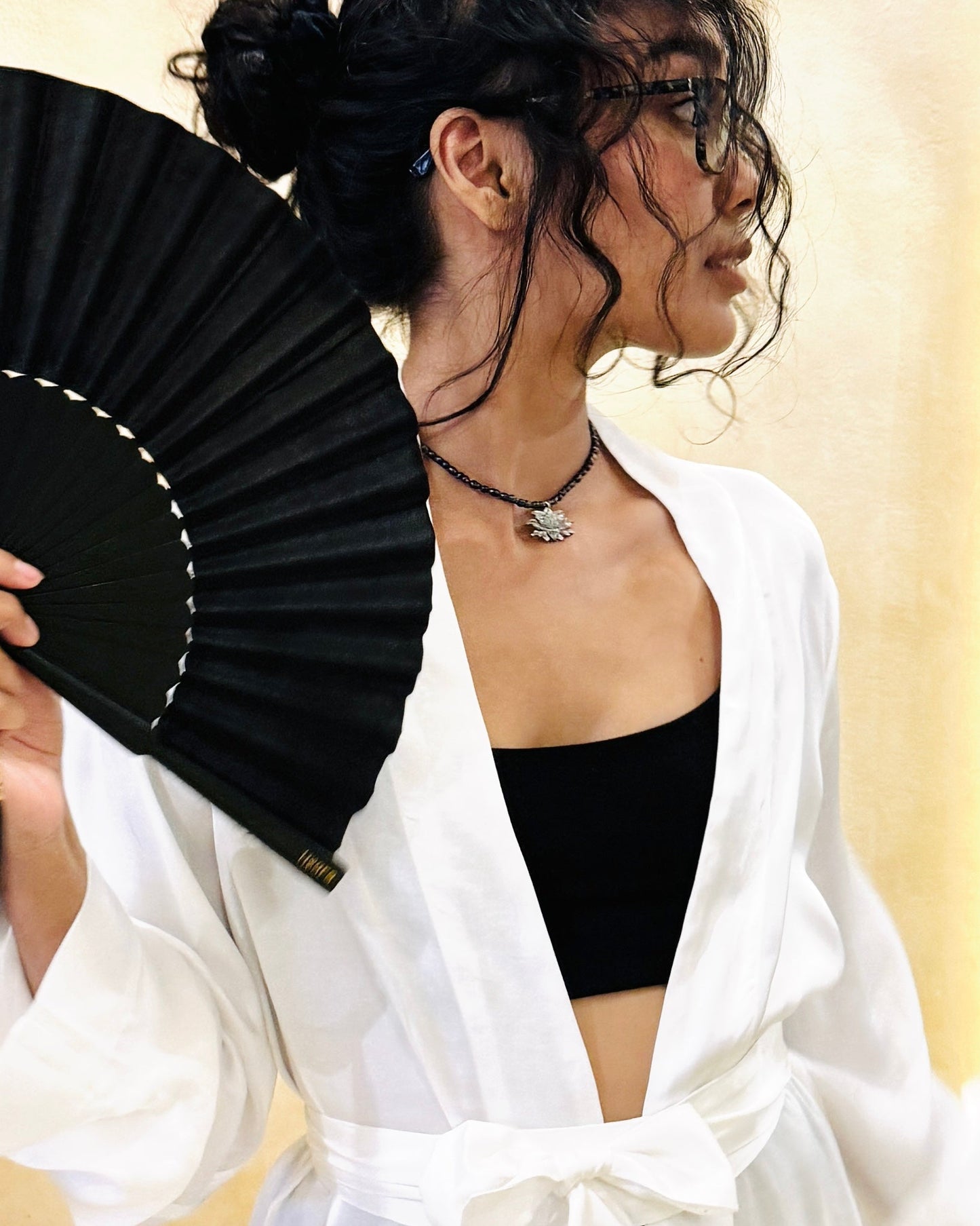 Noir Lotus Collar Necklace Black Mini Pendant Tiyara Soul Wear