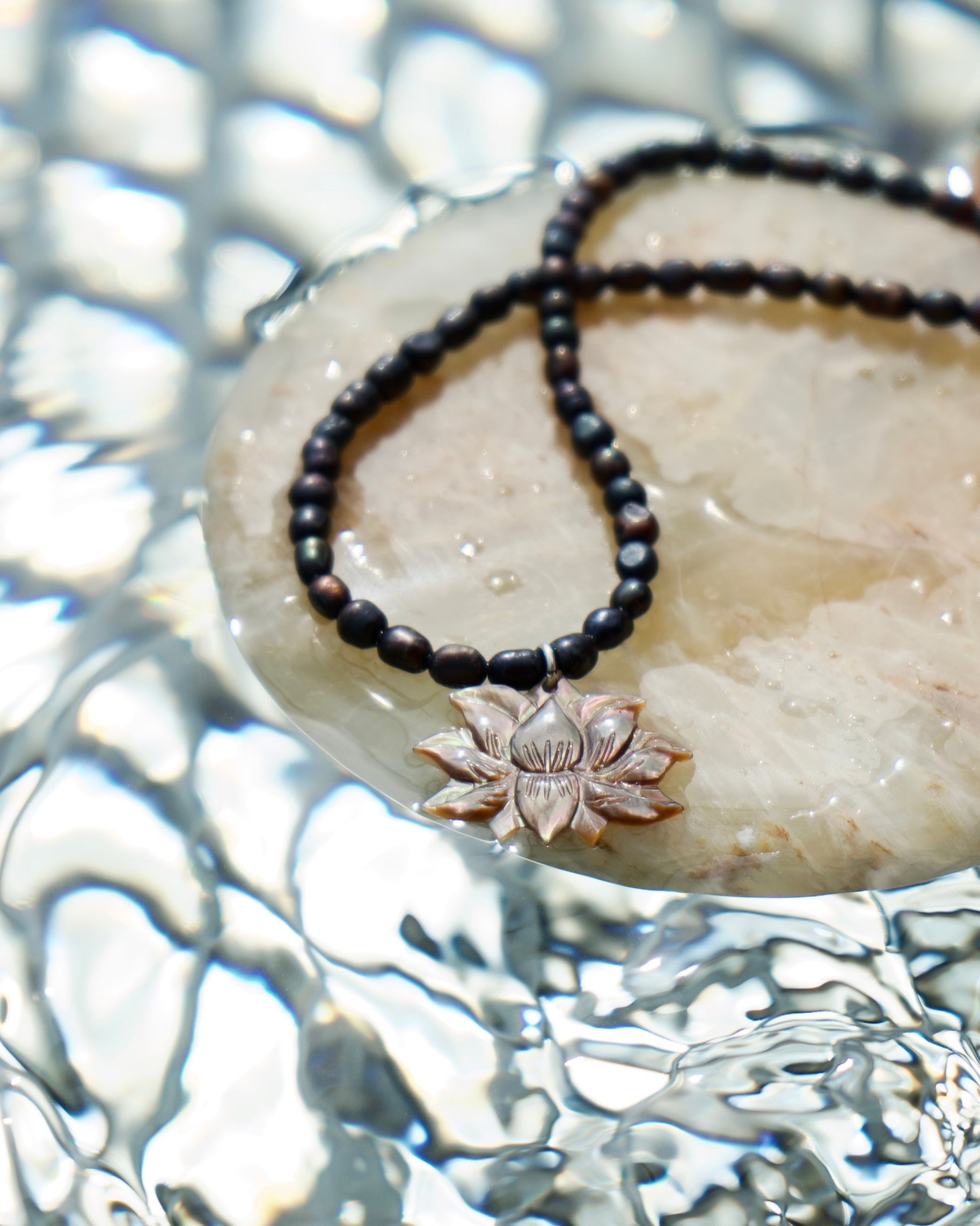 Noir Lotus Collar Necklace Black Mini Pendant Tiyara Soul Wear