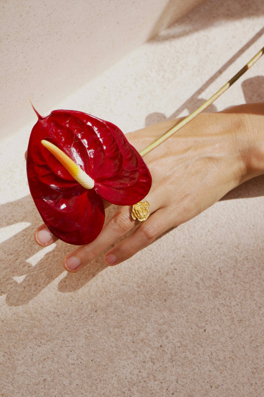 Rose of Magdalena Ring - 18K Gold Plated Sterling Silver Tiyara LLC