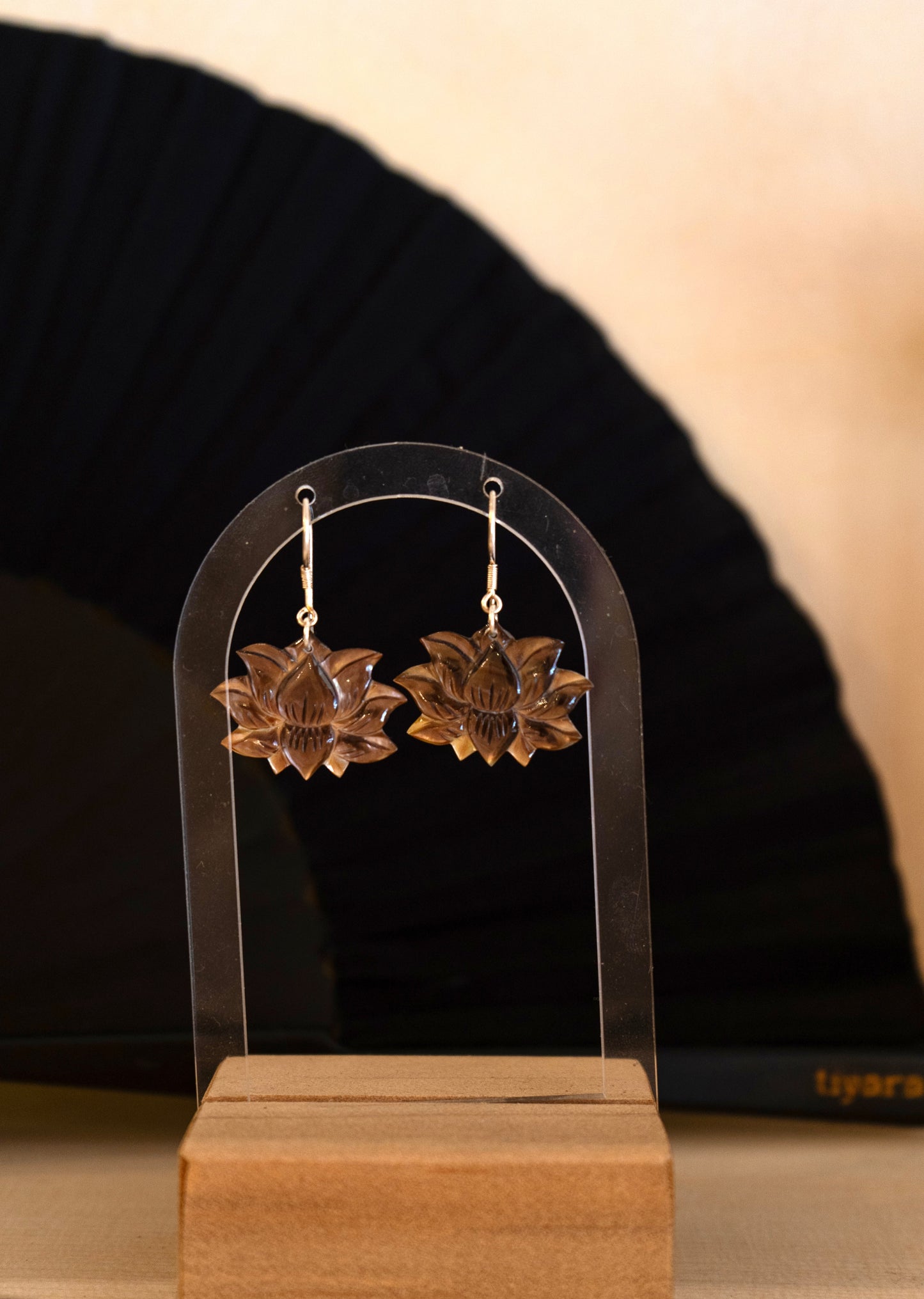 Lotus Earrings Black Pearl Tiyara Soul Wear