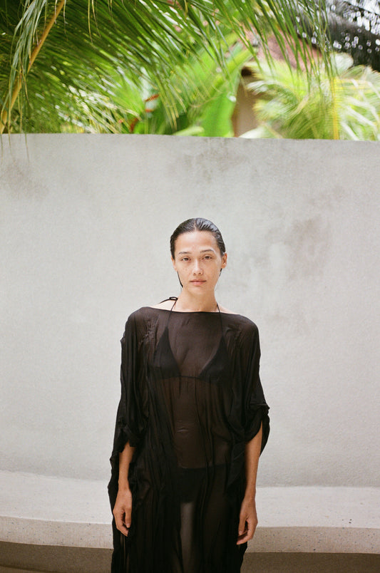 Isis Cape - Silk Crepe - Black Onyx