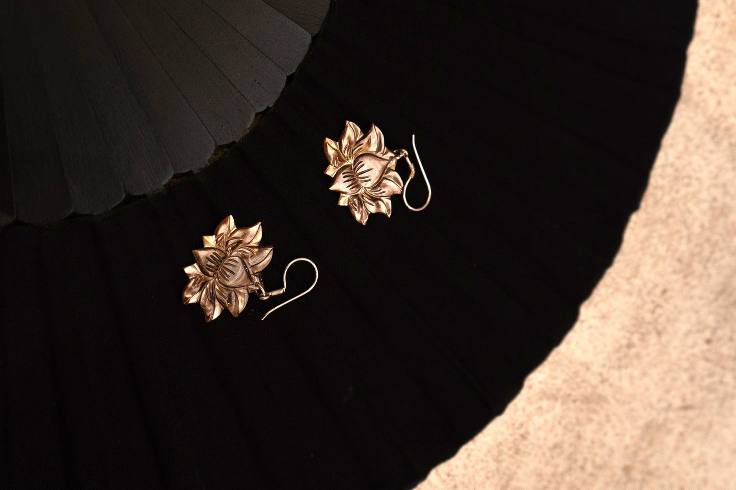 Lotus Earrings Black Pearl Tiyara Soul Wear