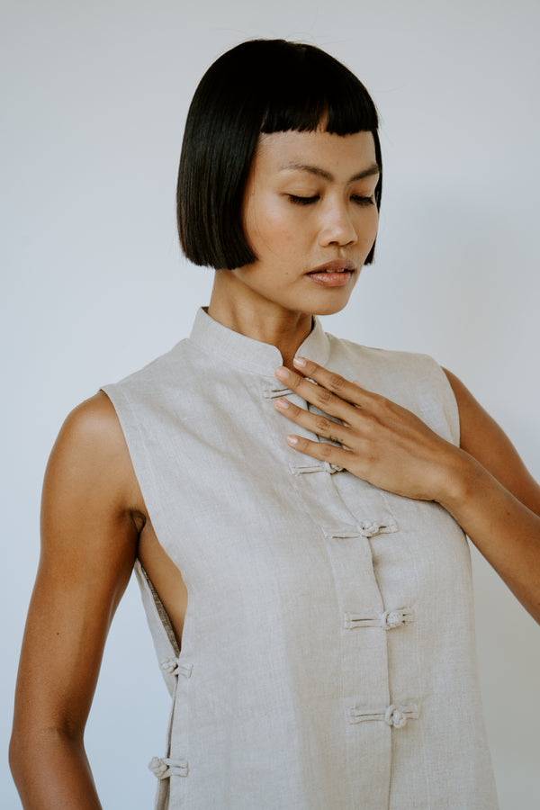 Lin Vest, Linen, Natural Linen