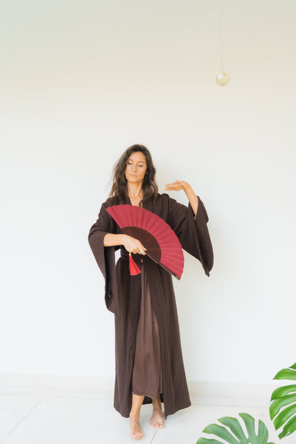 Aset Kimono, Linen Hemp, Dark Chocolate, view 2