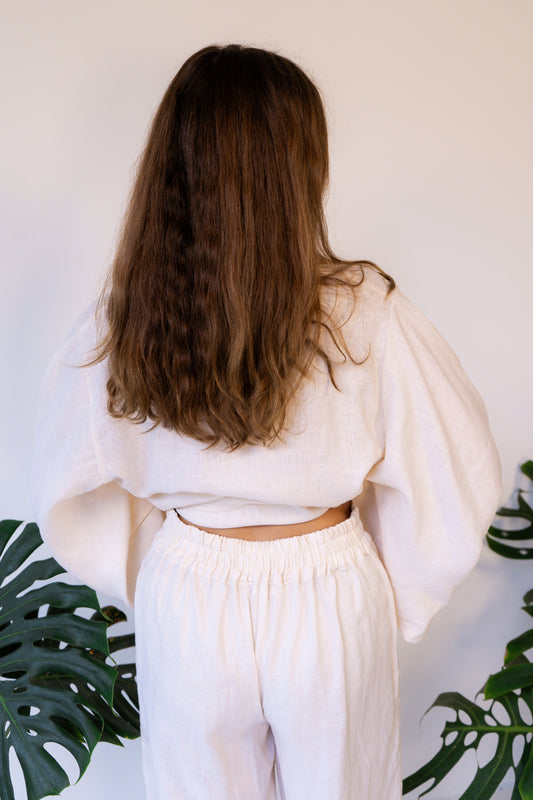 Makoto Pant - Linen - Pearl White Tiyara Soul Wear