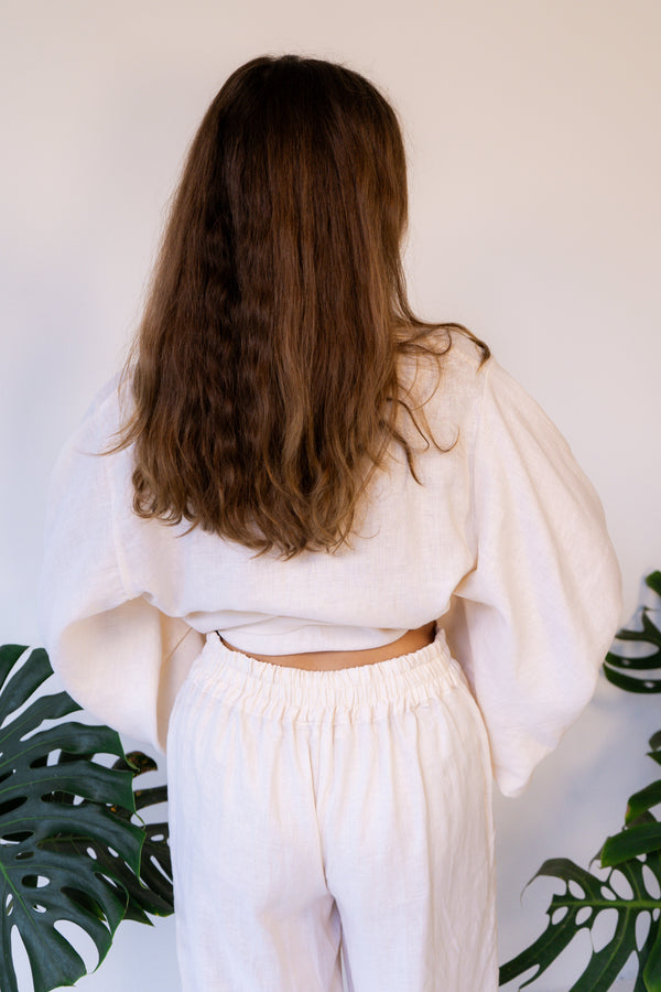 Makoto Pant, Linen, Pearl White, view 2