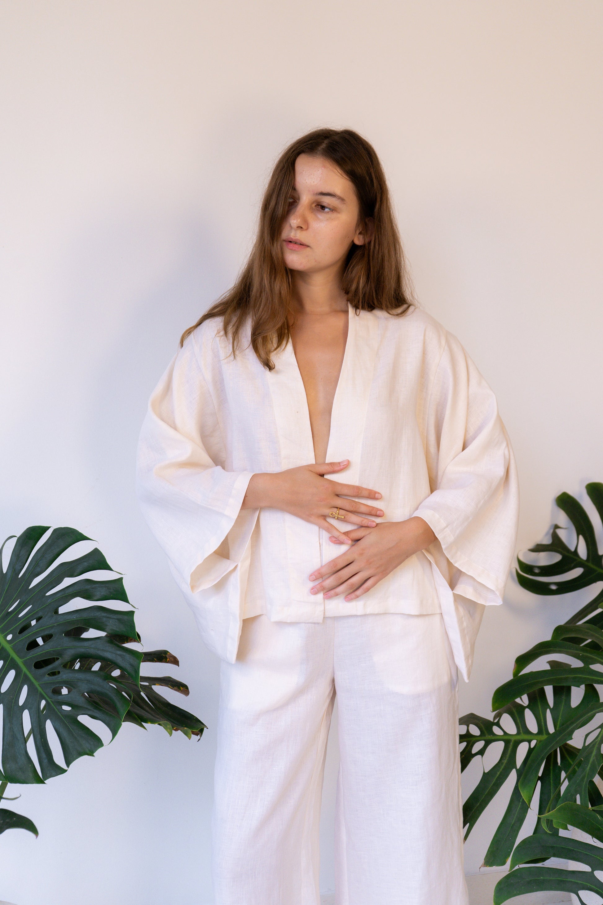 Makoto Pant - Linen - Pearl White Tiyara Soul Wear