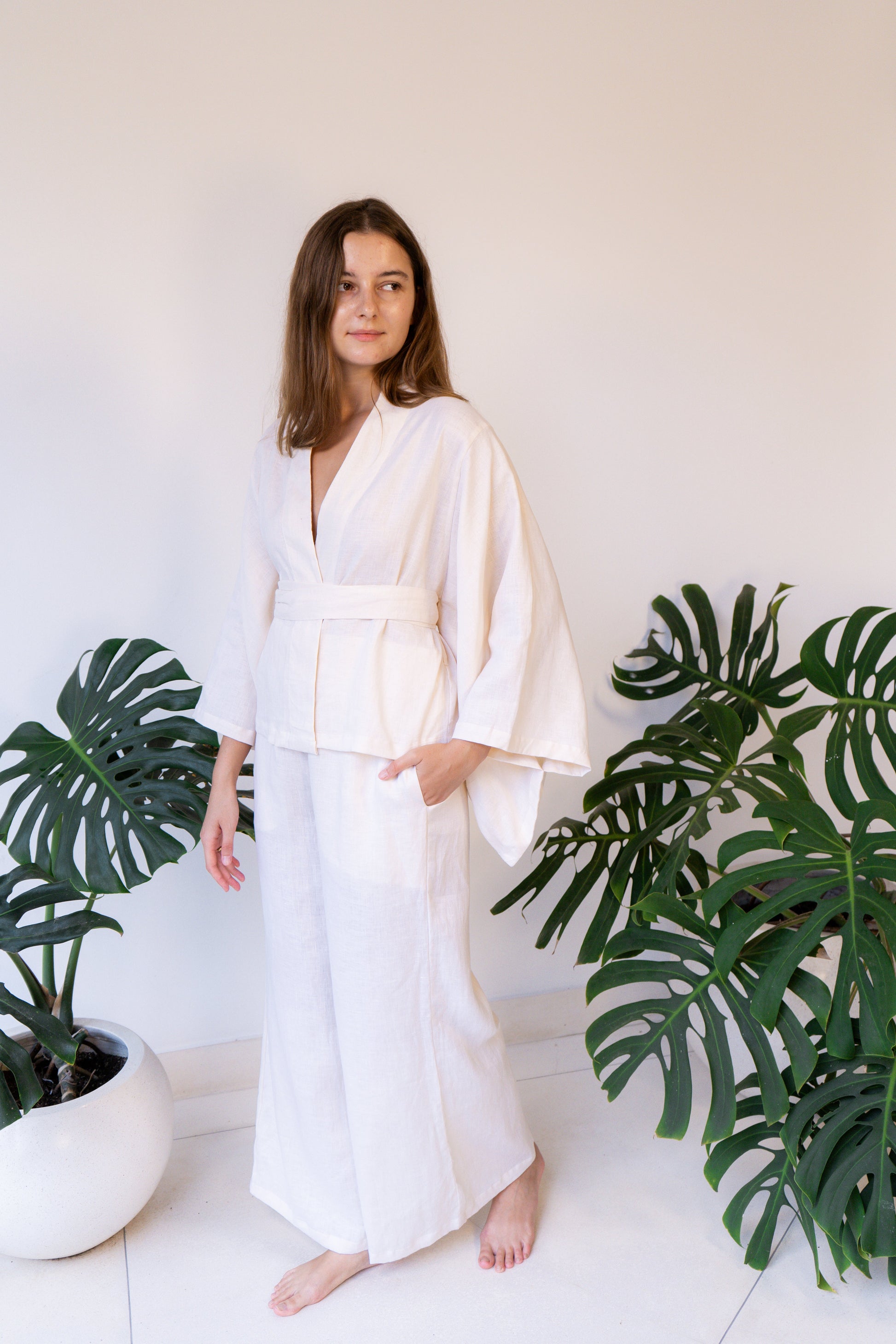 Makoto Pant - Linen - Pearl White Tiyara Soul Wear