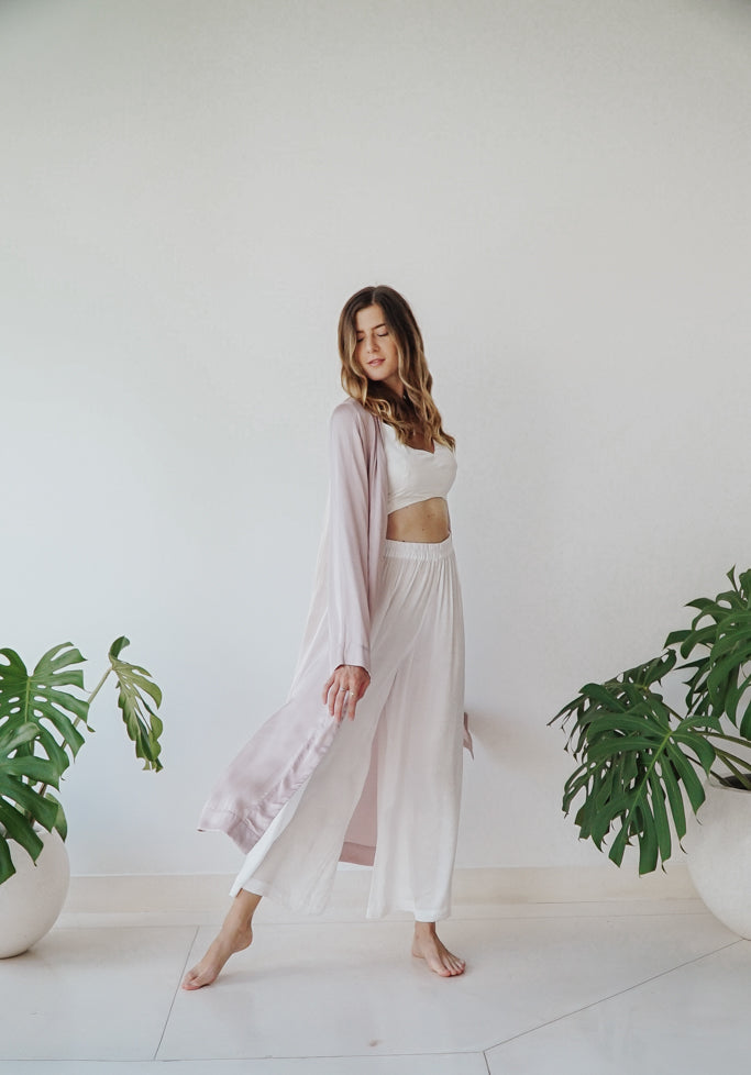 Lotus Kimono - Silk Viscose - Lavender Tiyara Soul Wear