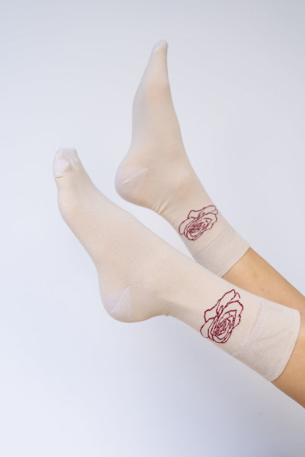 Rose Sock, Beige Sand Cotton