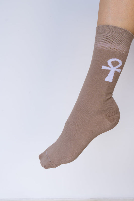 Ankh Sock - Sandstone Brown - Cotton Tiyara