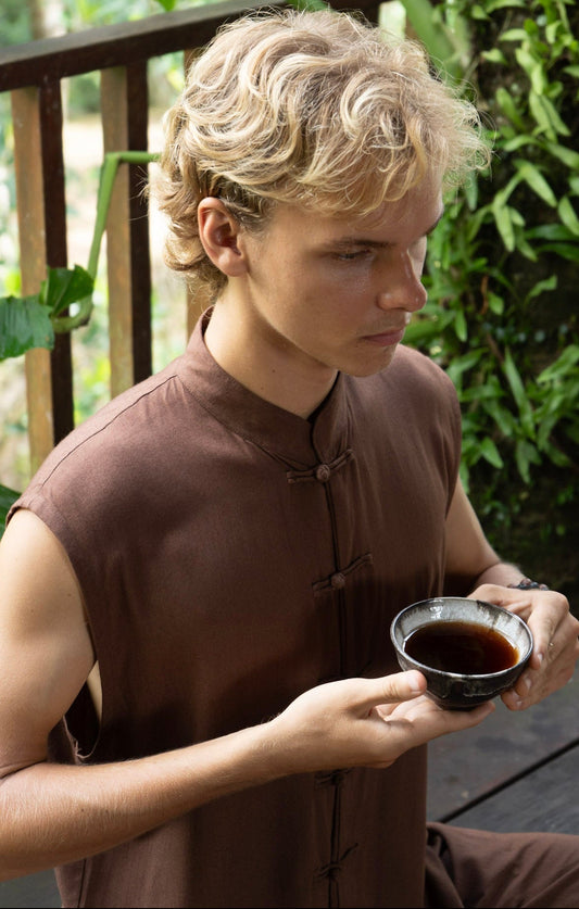 Jing Vest – Premium Rayon – Earth Cacao