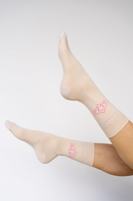 Lotus Sock - Cream - Cotton Tiyara Soul Wear