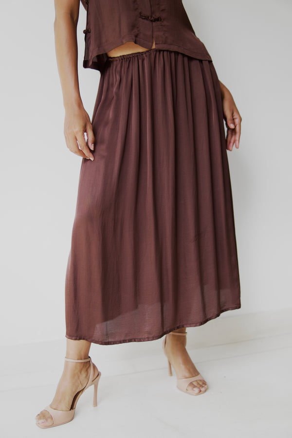 Lin Skirt, Lyocell Silk, Earth Cacao, view 7