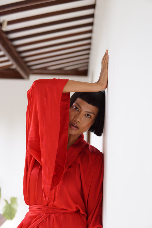 Aset Kimono – Lyocell Silk – Peony Red