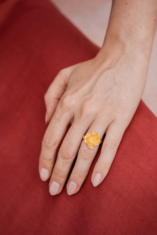 Rose of Magdalena Ring - 18K Gold Plated Sterling Silver Tiyara LLC