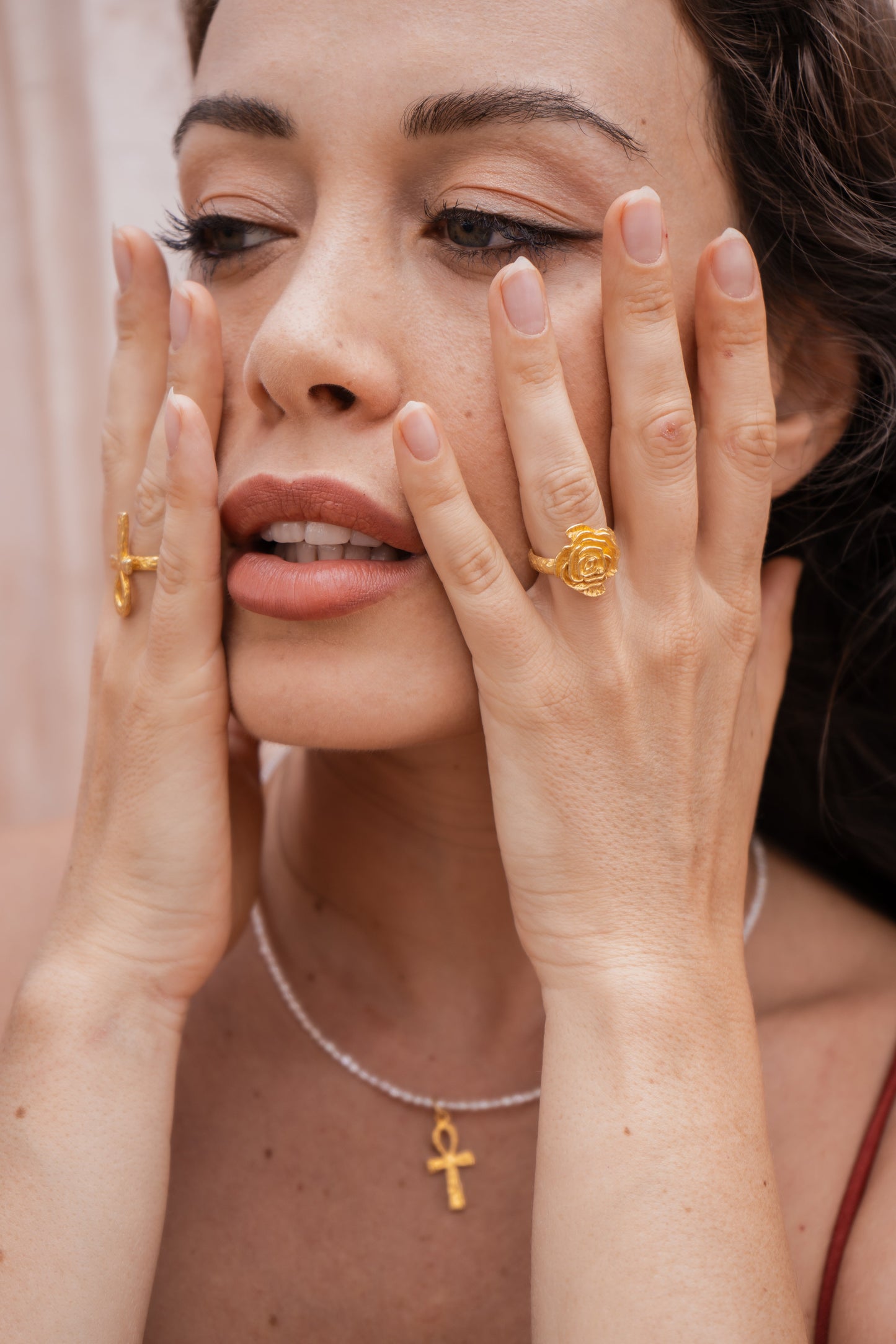 Rose of Magdalena Ring - 18K Gold Plated Sterling Silver Tiyara LLC