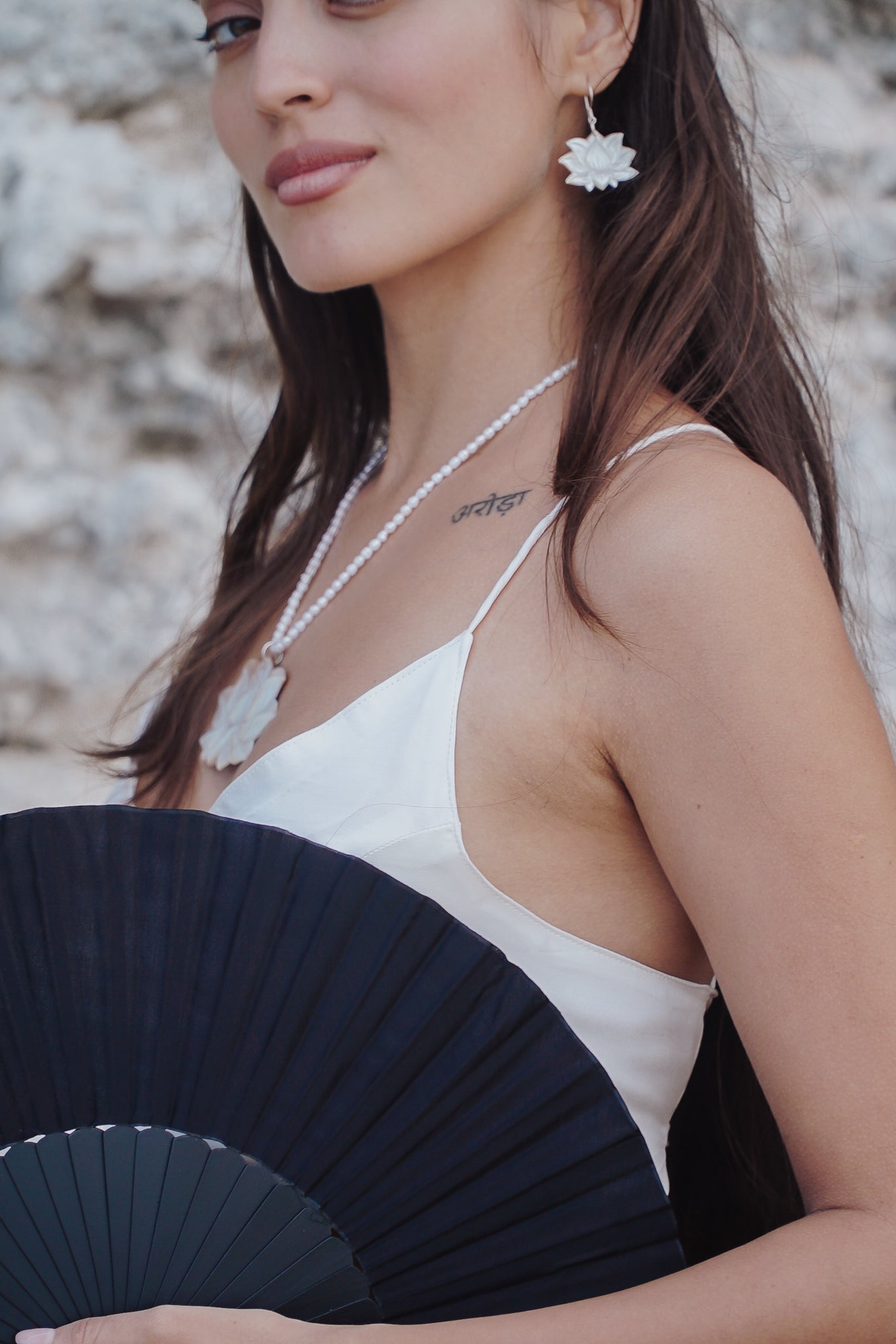 Lotus Earrings Pearl White Tiyara Soul Wear