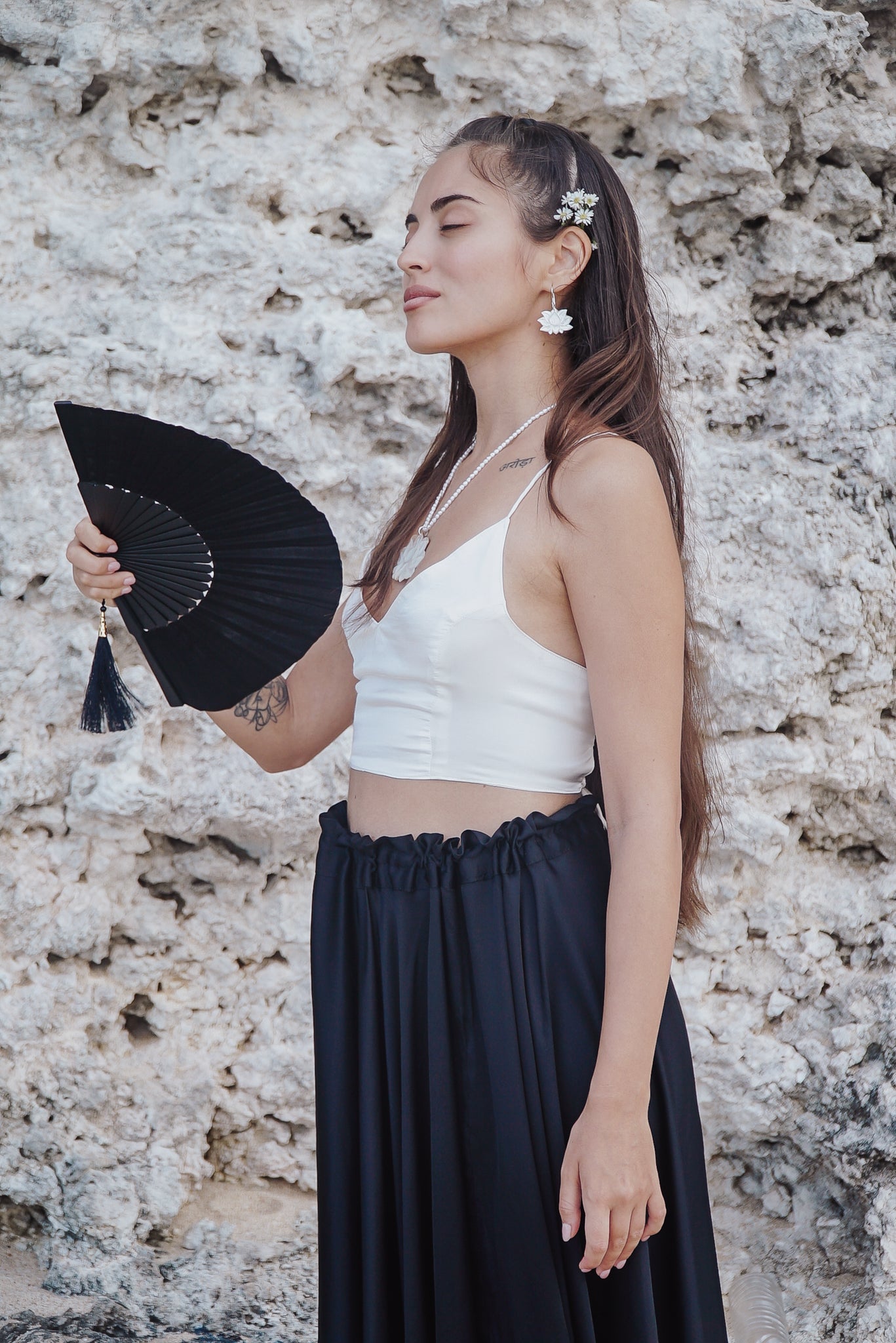 Lotus Earrings Pearl White Tiyara Soul Wear