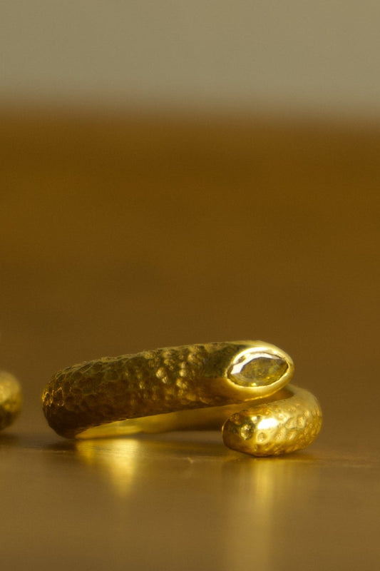 Citrine Emerald Snake Ring