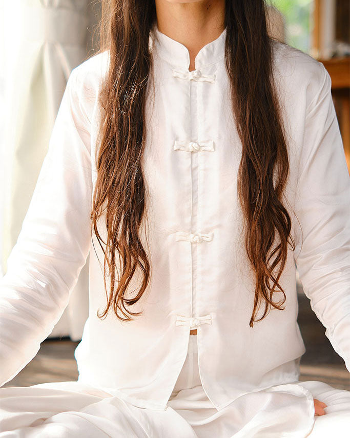 Lin Shirt - Silk Tencel - Pearl White Tiyara