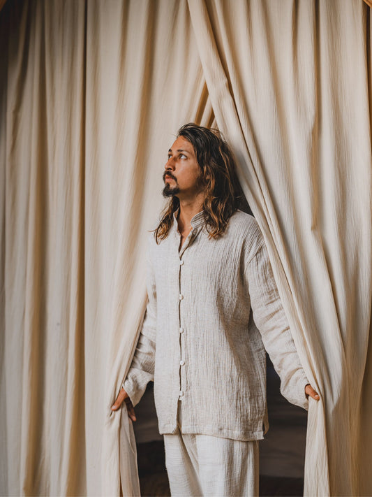 Chen Shirt - Linen Cotton - Pearl White