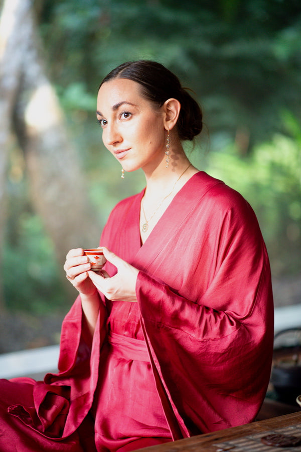 Aset Kimono — Lyocell Silk — Sacred Maroon