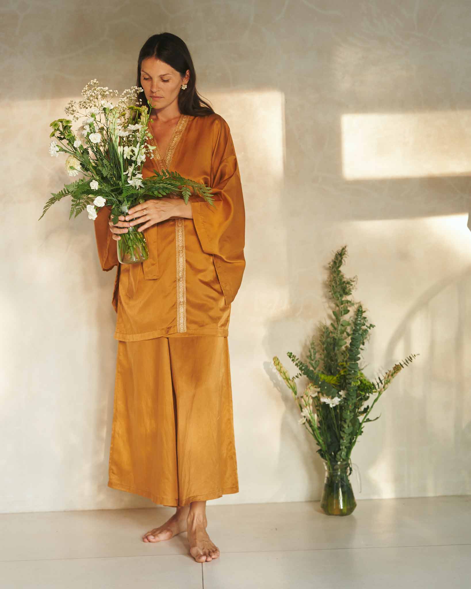 Lee Zhen Kimono - Silk Cotton - Bronze Tiyara Soul Wear