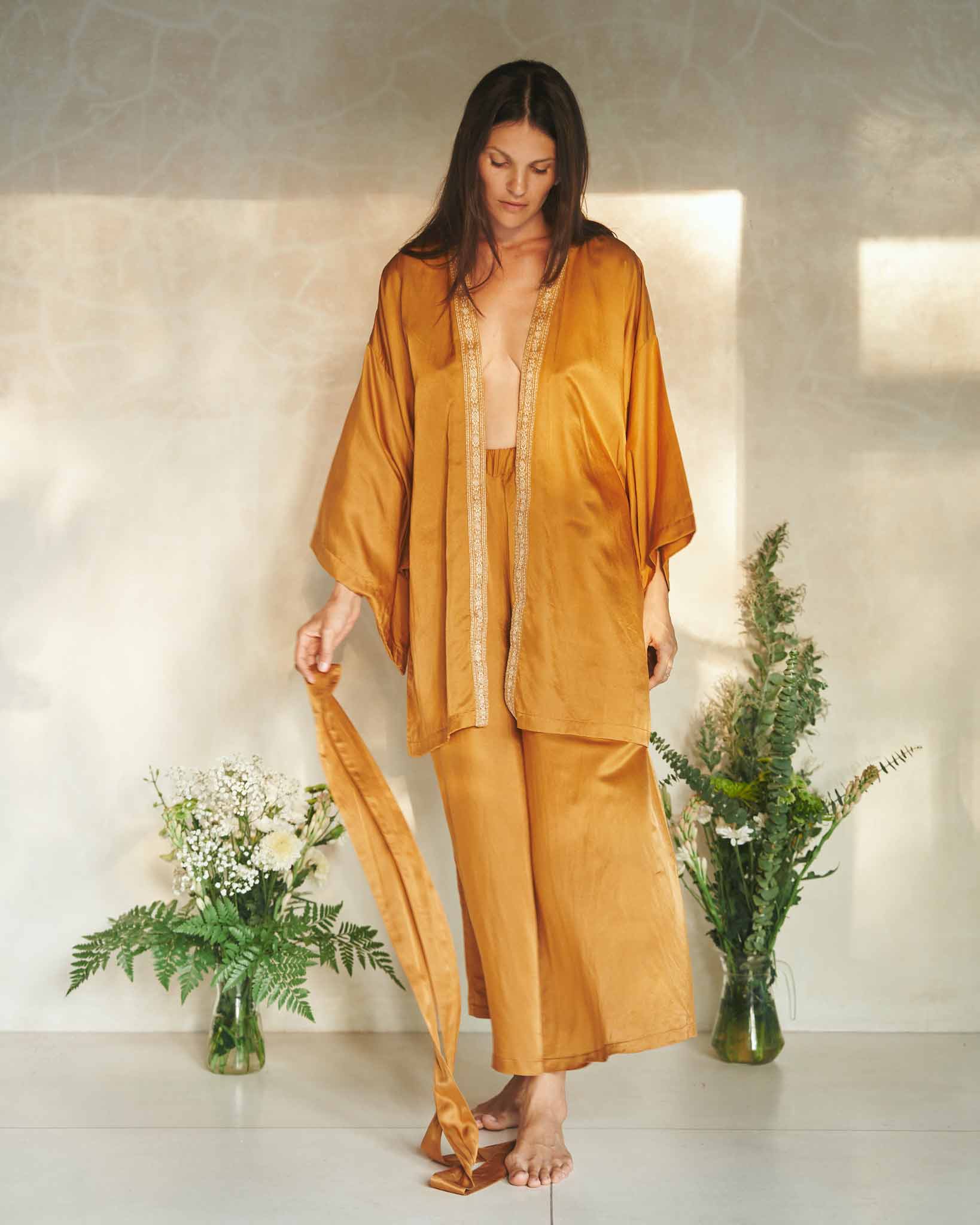 Lee Zhen Kimono - Silk Cotton - Bronze Tiyara Soul Wear