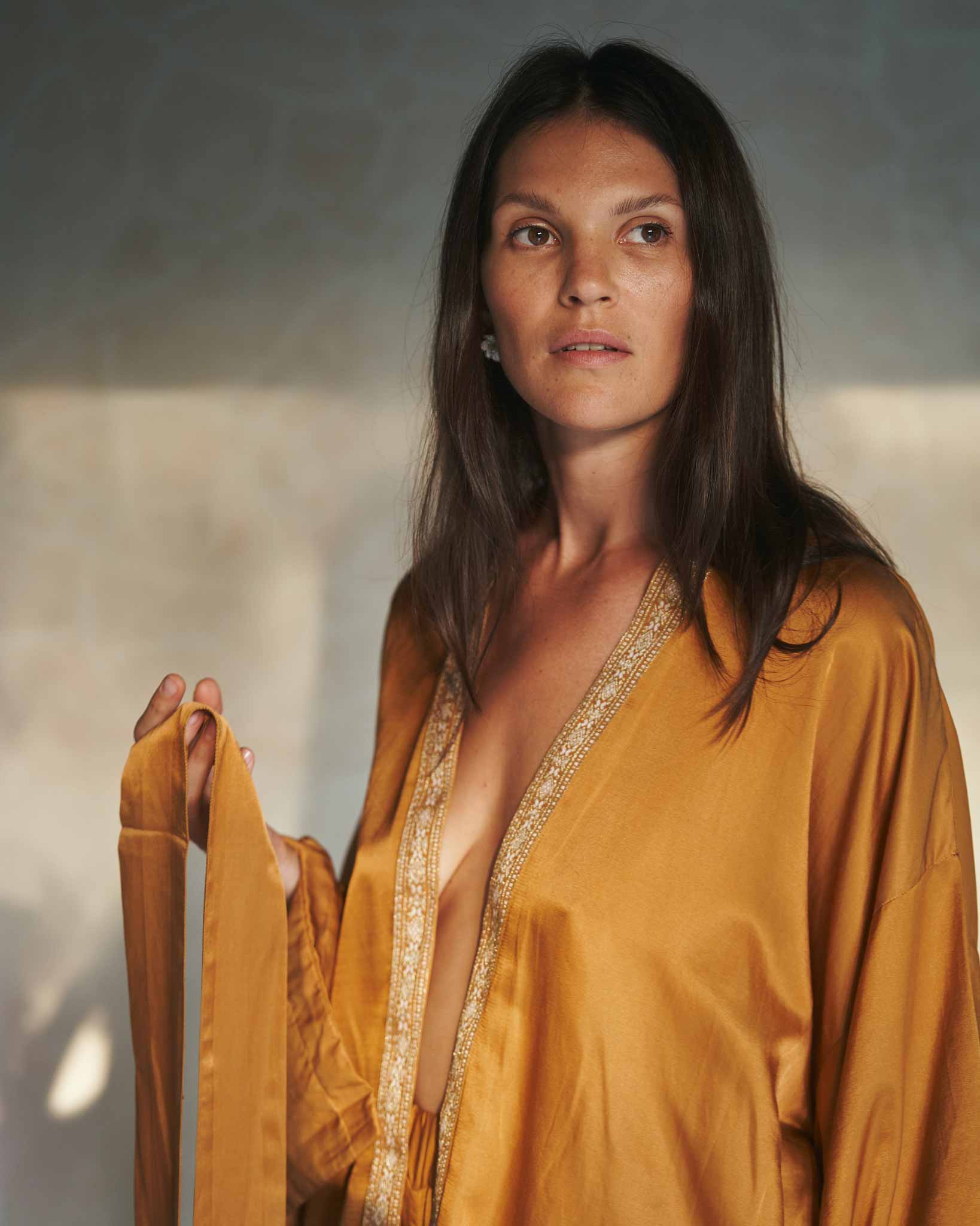 Lee Zhen Kimono - Silk Cotton - Bronze Tiyara Soul Wear