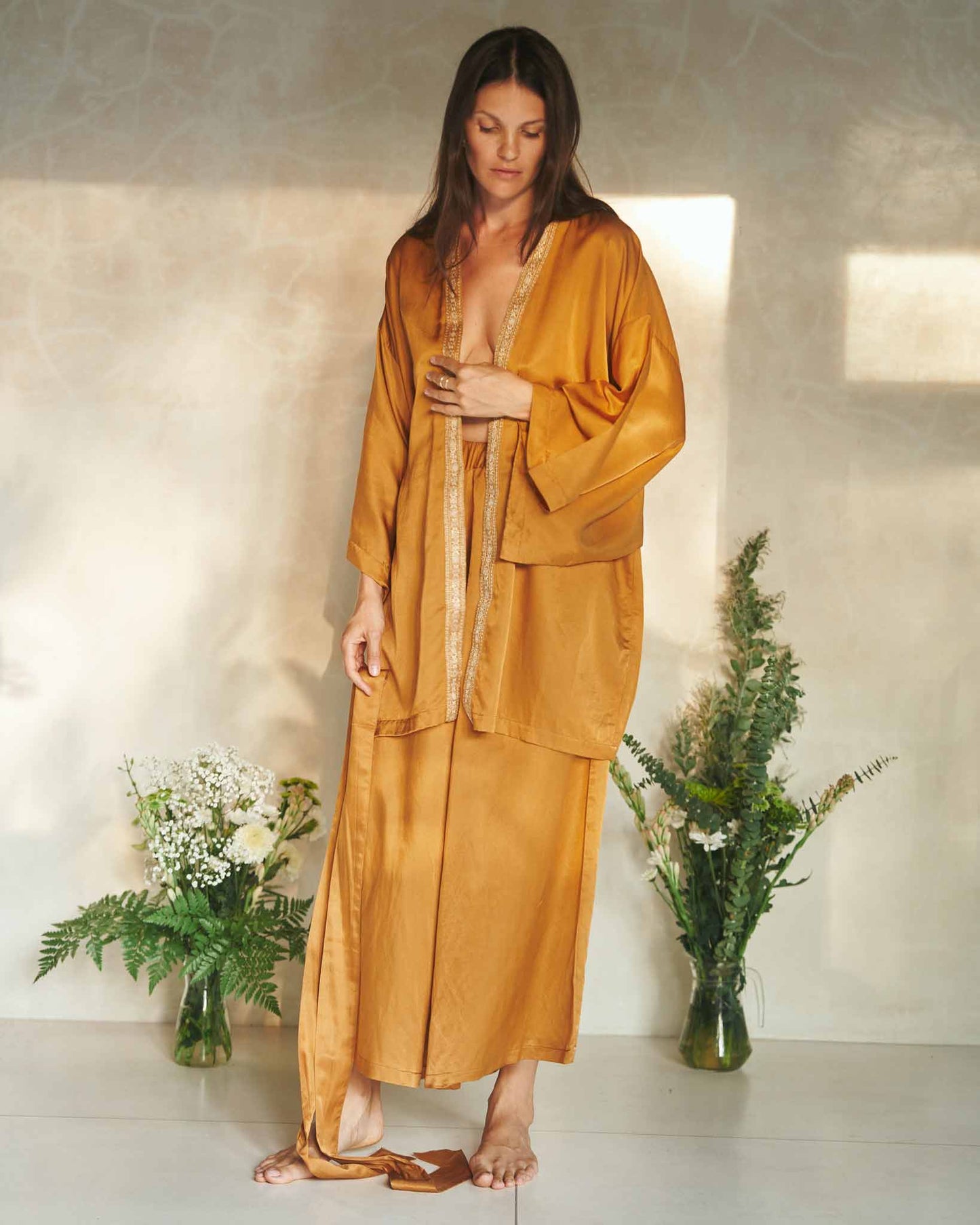 Lee Zhen Kimono - Silk Cotton - Bronze Tiyara Soul Wear