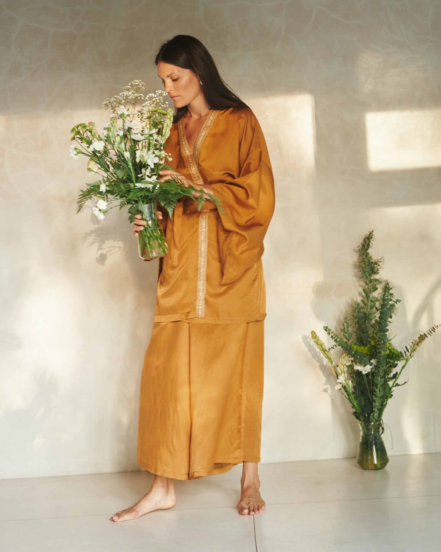 Lee Zhen Kimono - Silk Cotton - Bronze Tiyara Soul Wear