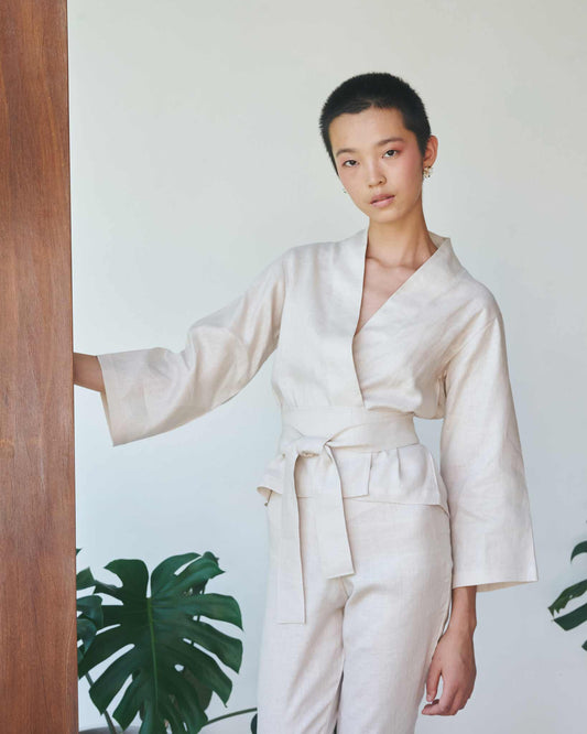 Mai Kimono Suit - Linen - Pearl Tiyara Soul Wear