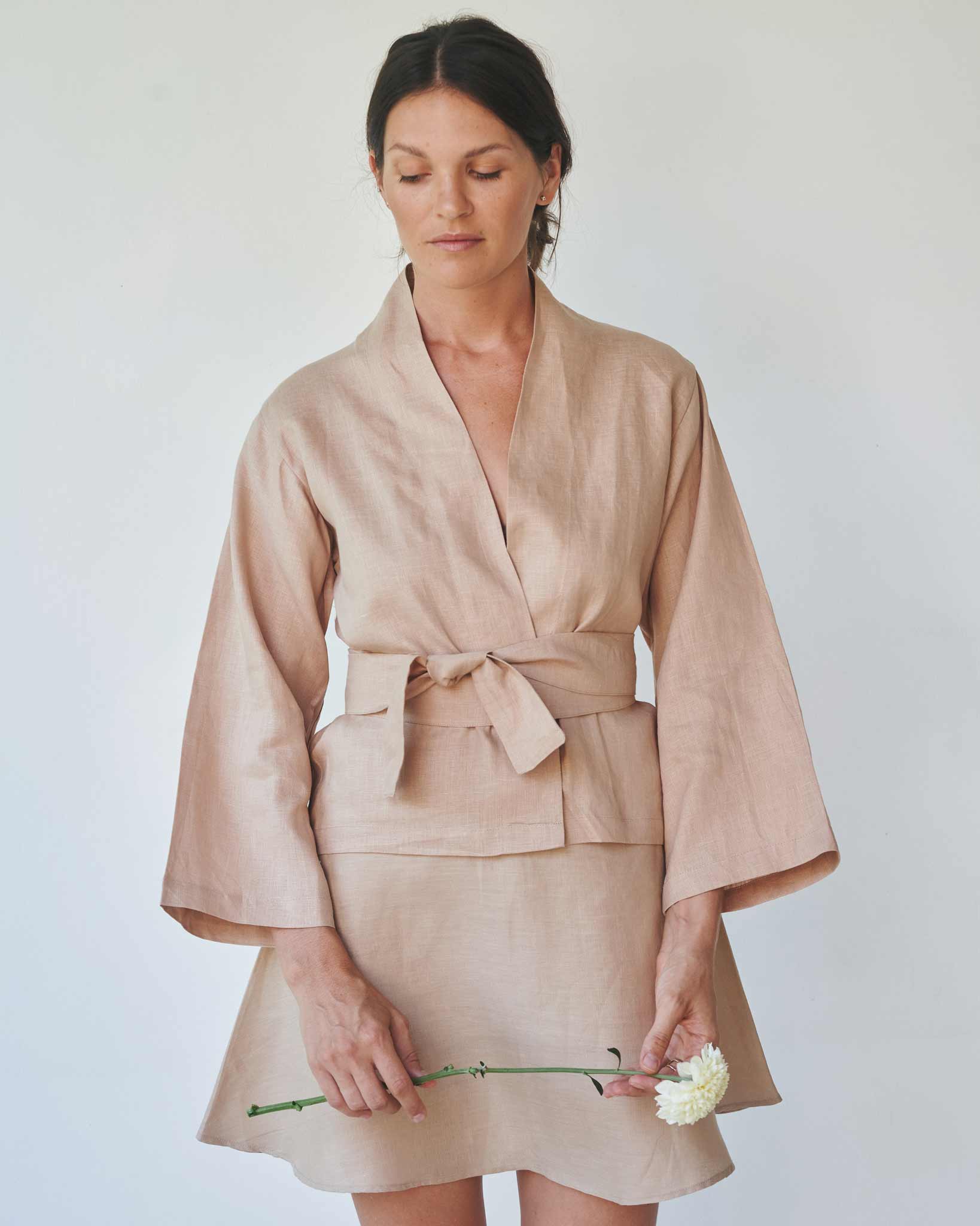 Mai Kimono Suit - Linen - Tan Tiyara Soul Wear