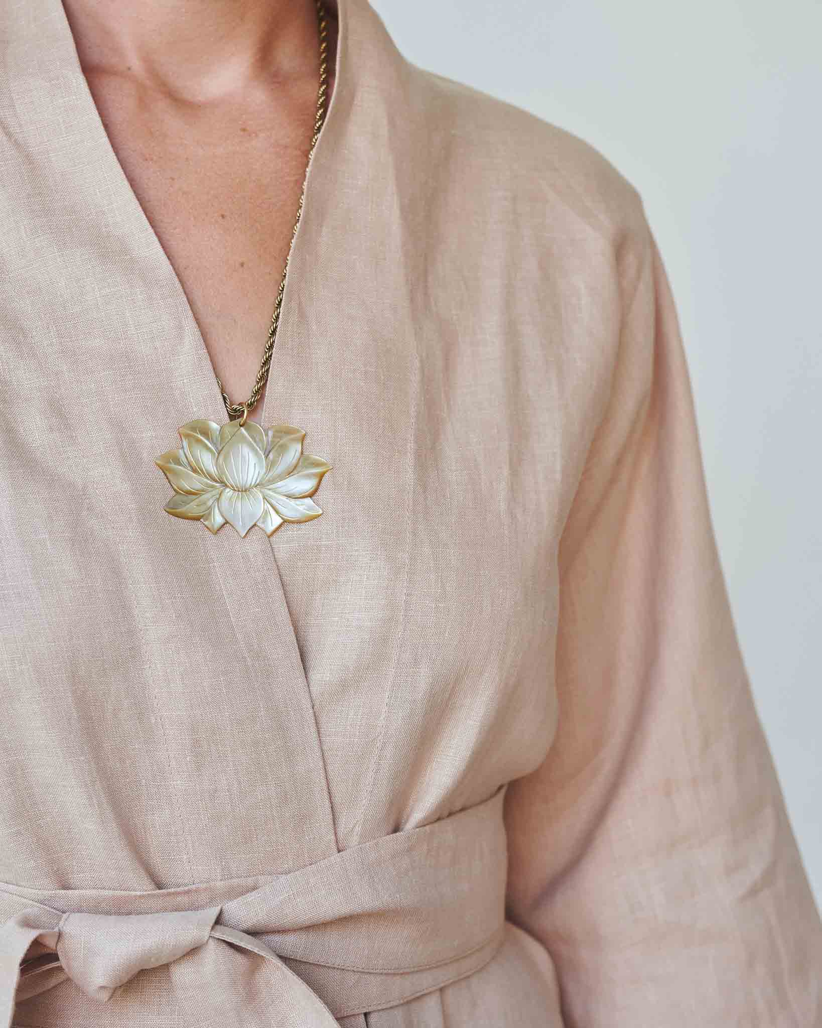 Golden Pearl Lotus Necklace Tiyara Soul Wear