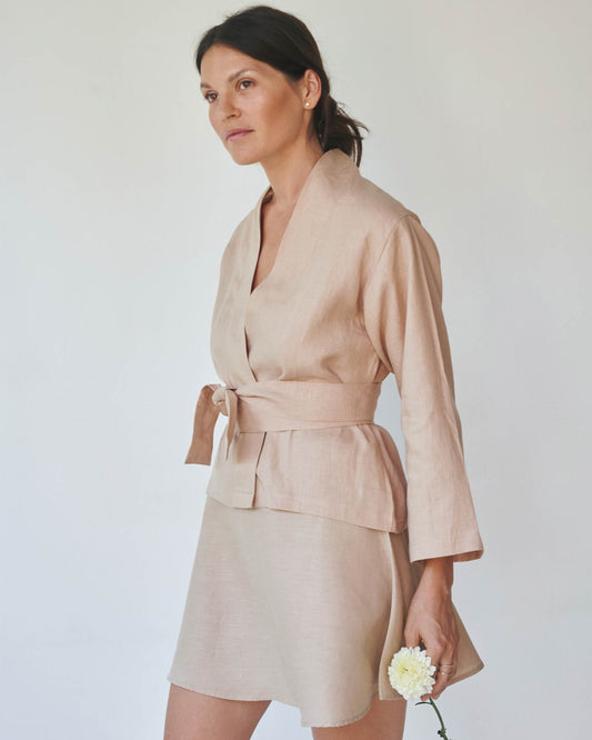 Mai Kimono Suit - Linen - Tan Tiyara Soul Wear