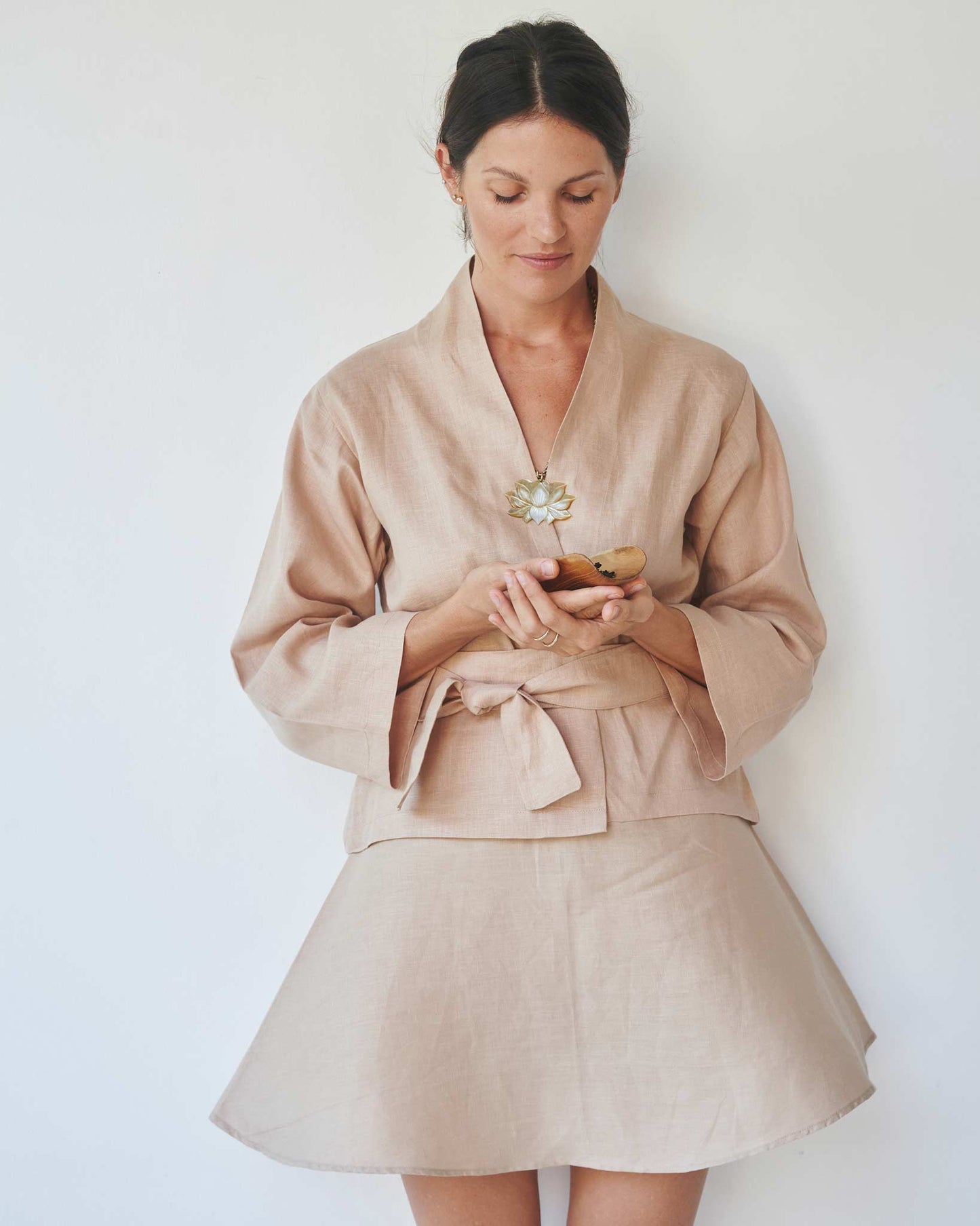 Mai Skirt - Linen - Tan Tiyara Soul Wear