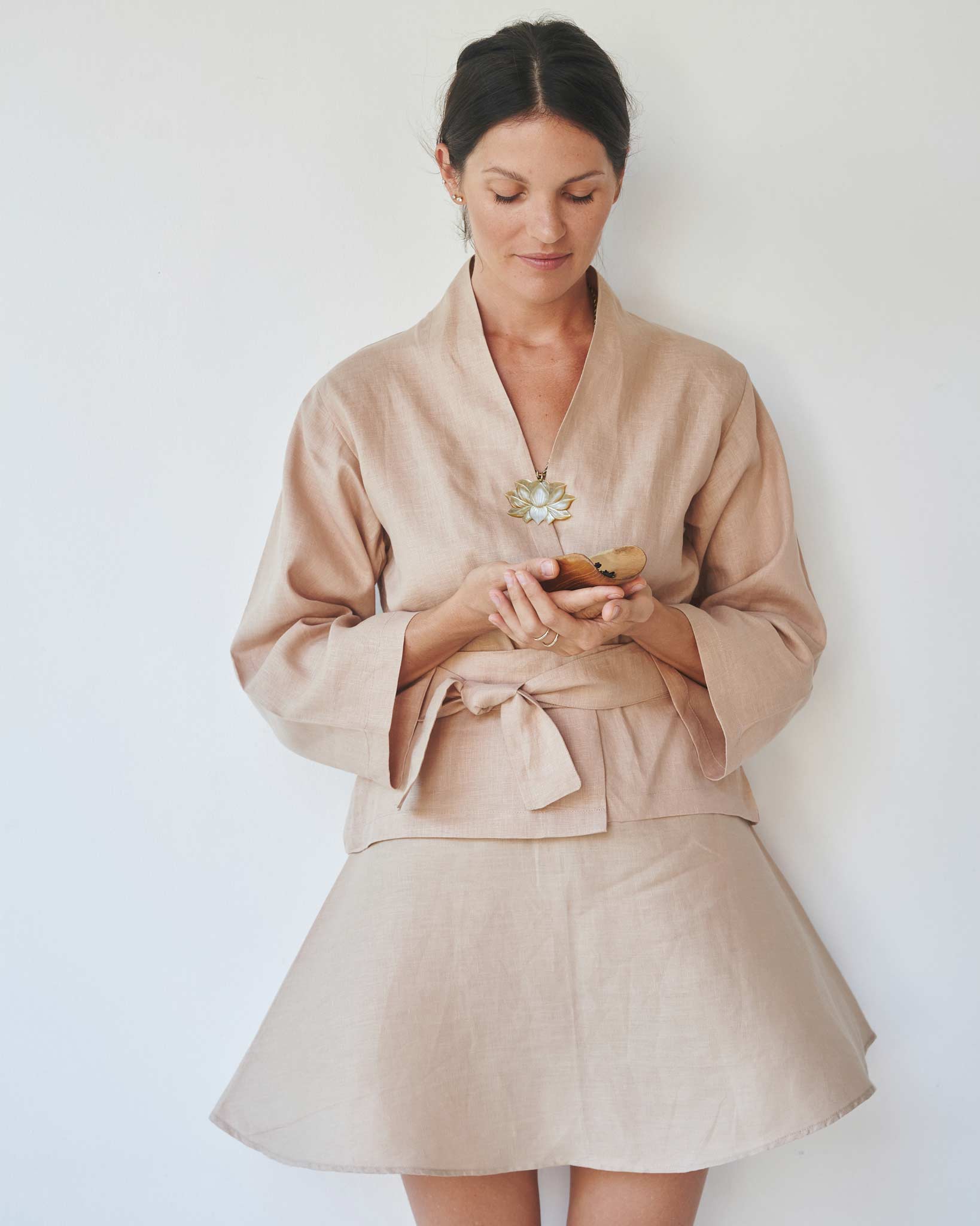 Mai Skirt - Linen - Tan Tiyara Soul Wear