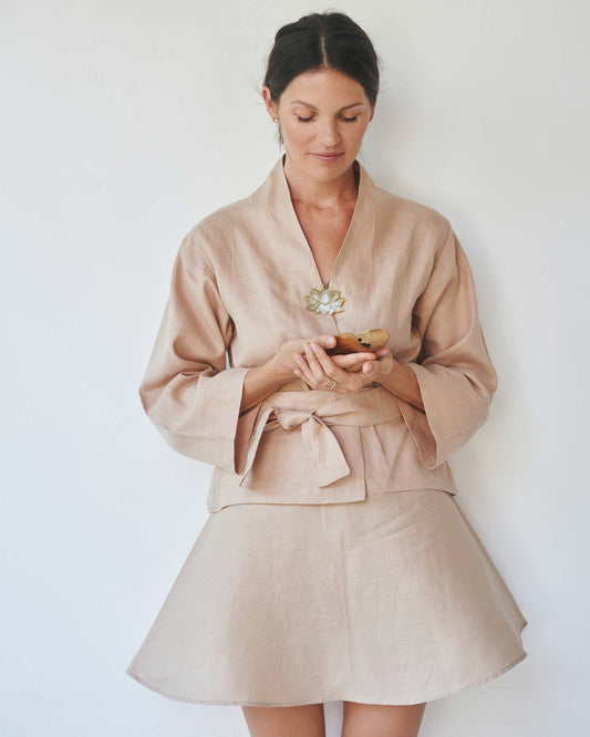 Mai Skirt - Linen - Tan Tiyara Soul Wear