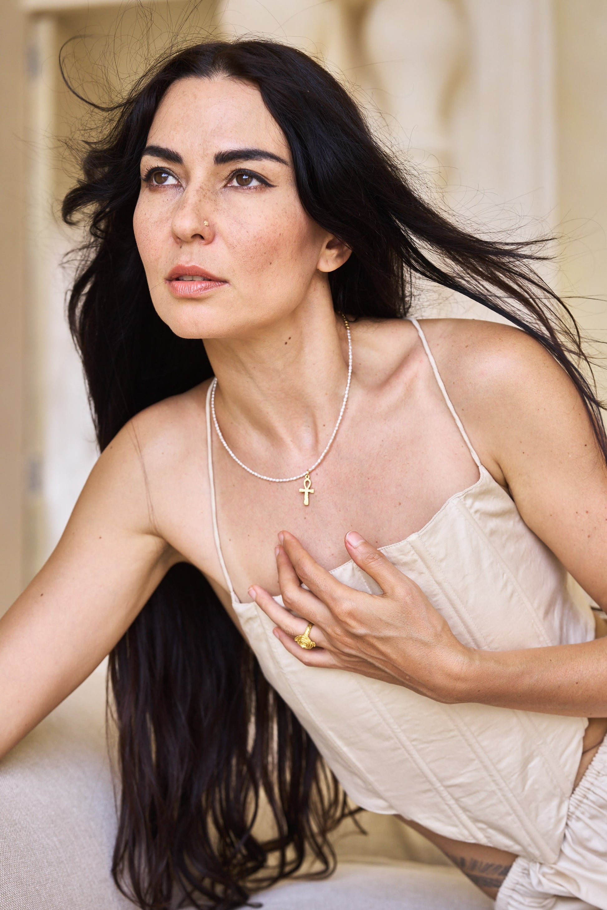 SaRa Corset - Cotton - Scroll Beige Tiyara LLC