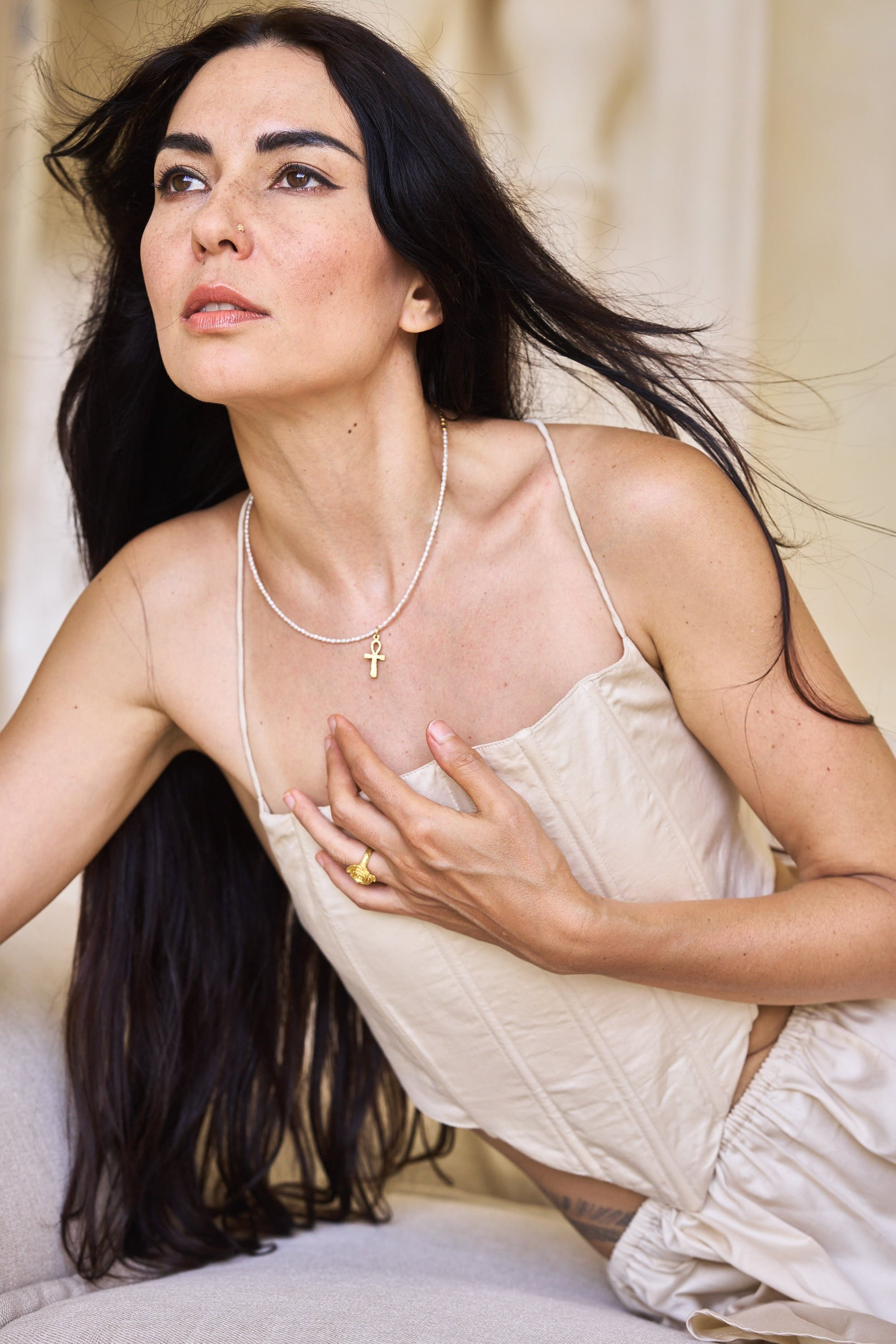 SaRa Corset - Cotton - Scroll Beige Tiyara LLC