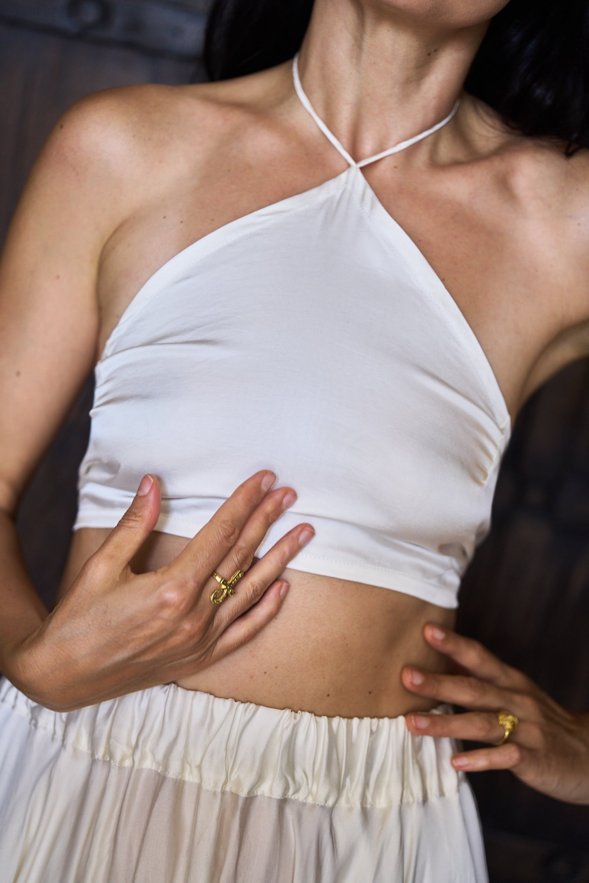 Seraphina Top - Plant Silk - Lotus White Tiyara LLC