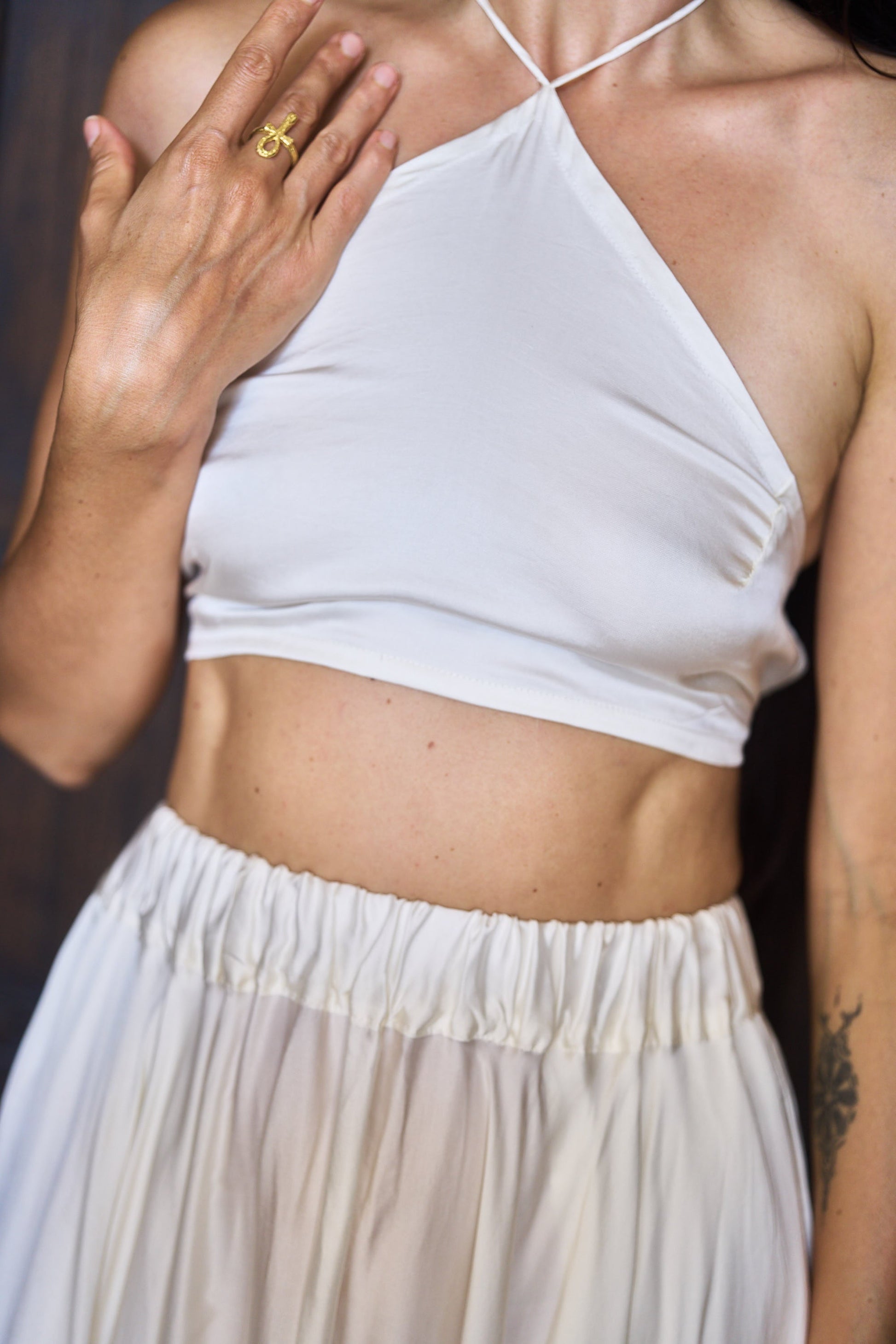 Seraphina Top - Plant Silk - Lotus White Tiyara LLC