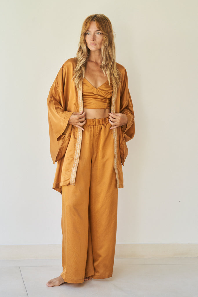 Lee Zhen Kimono - Silk Cotton - Bronze Tiyara Soul Wear