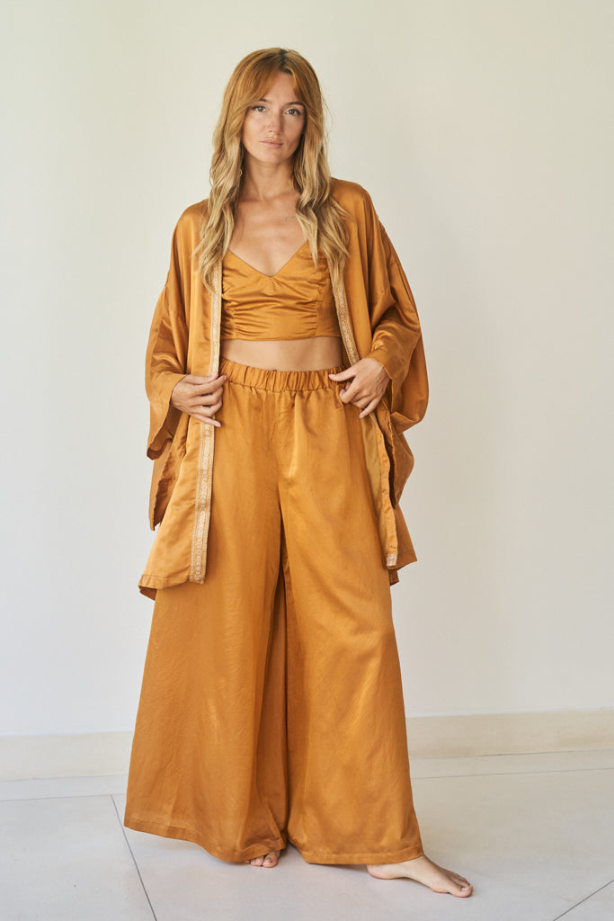 Lee Zhen Kimono - Silk Cotton - Bronze Tiyara Soul Wear