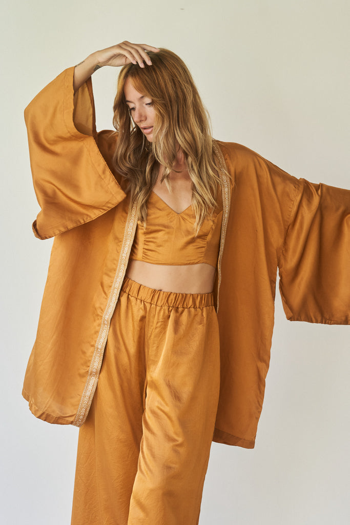 Lee Zhen Kimono - Silk Cotton - Bronze Tiyara Soul Wear