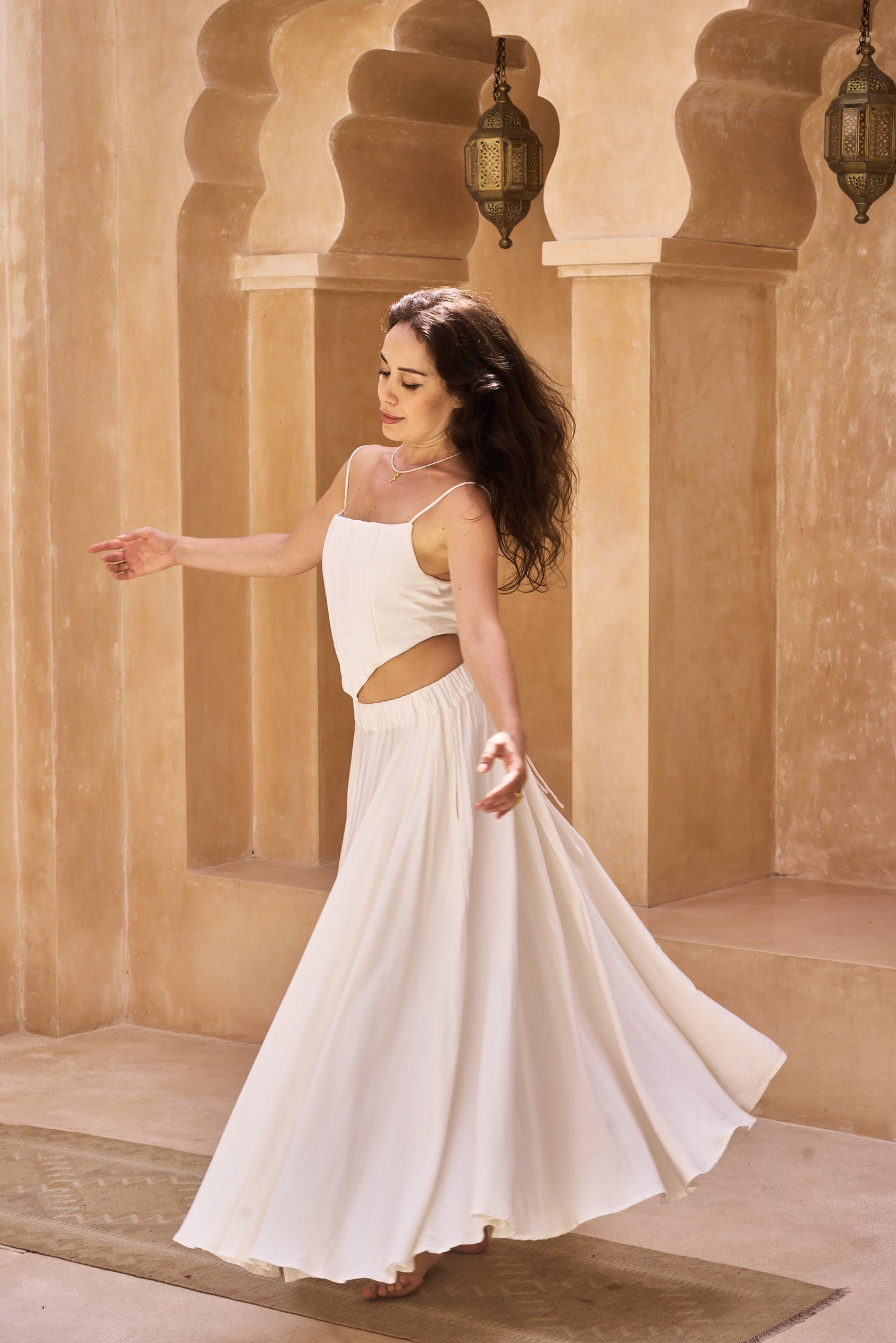 SaRa Long Skirt - Bamboo - Lotus White Tiyara LLC