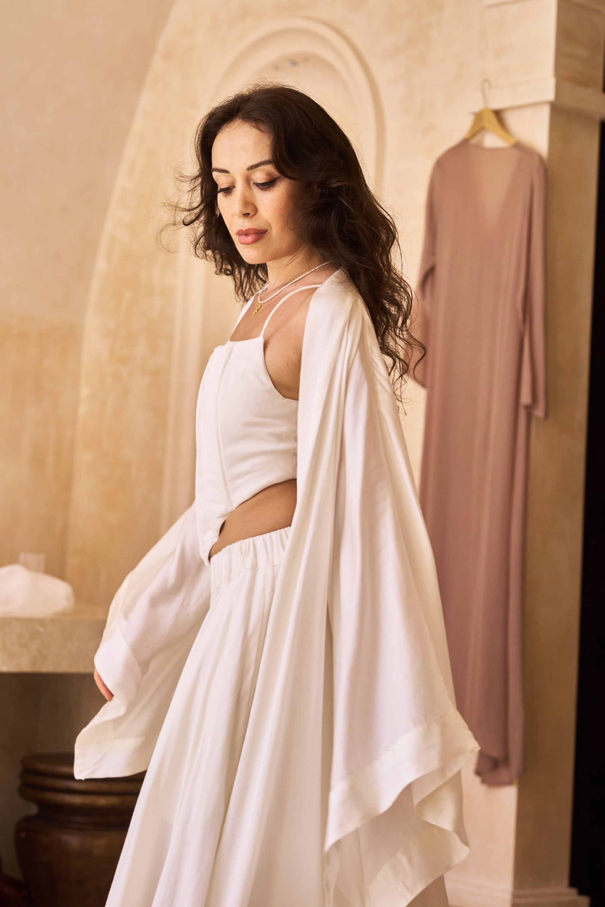 Aset Kimono - Plant Silk - Lotus White Tiyara LLC