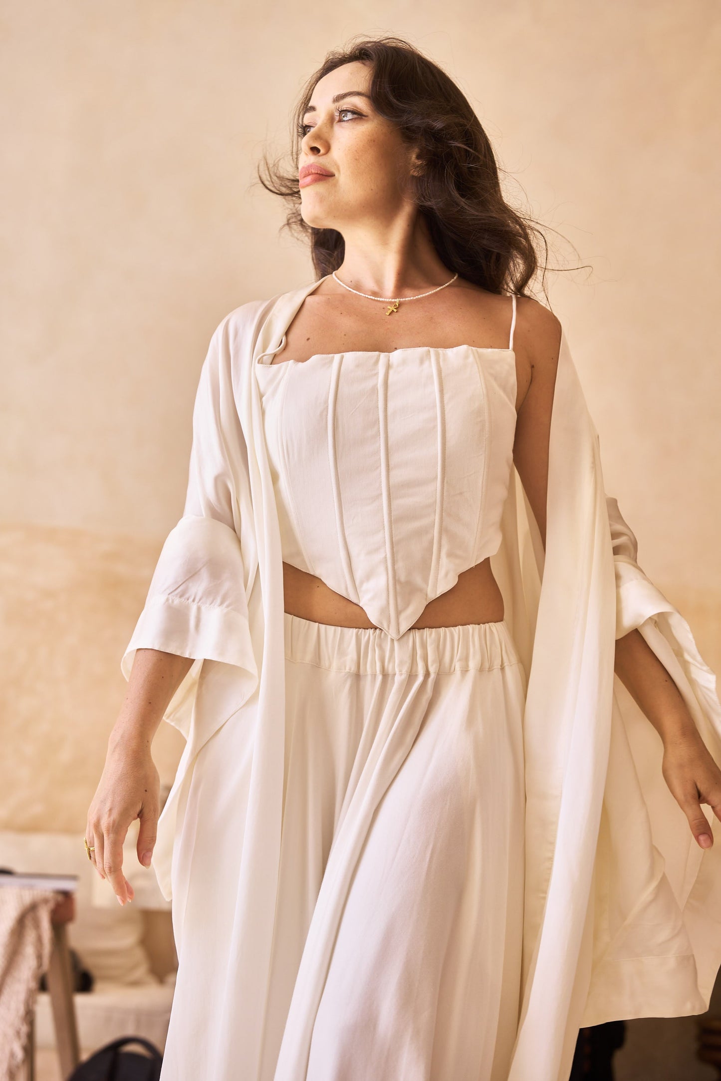 SaRa Long Skirt - Bamboo - Lotus White Tiyara LLC