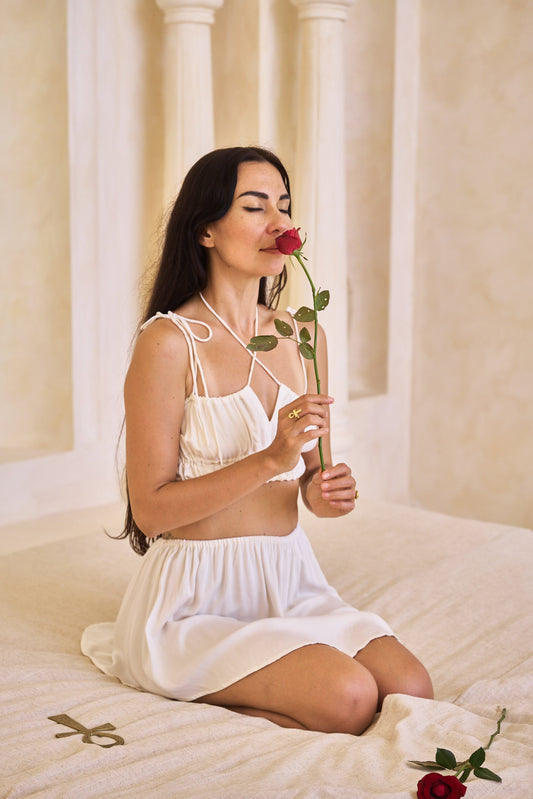 Sahara Skirt - Plant Silk - Lotus White Tiyara LLC